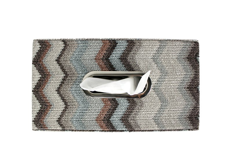 Tissue box zigzag gray blue pattern facial tissue box