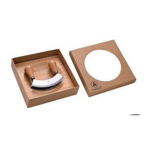 Double blade lullaby chopper - Bamboo board - Stainless steel blade - Ergonomic handles - Double curved blade to easily cut all your foods - Size: 20 x 20 x 2 cm