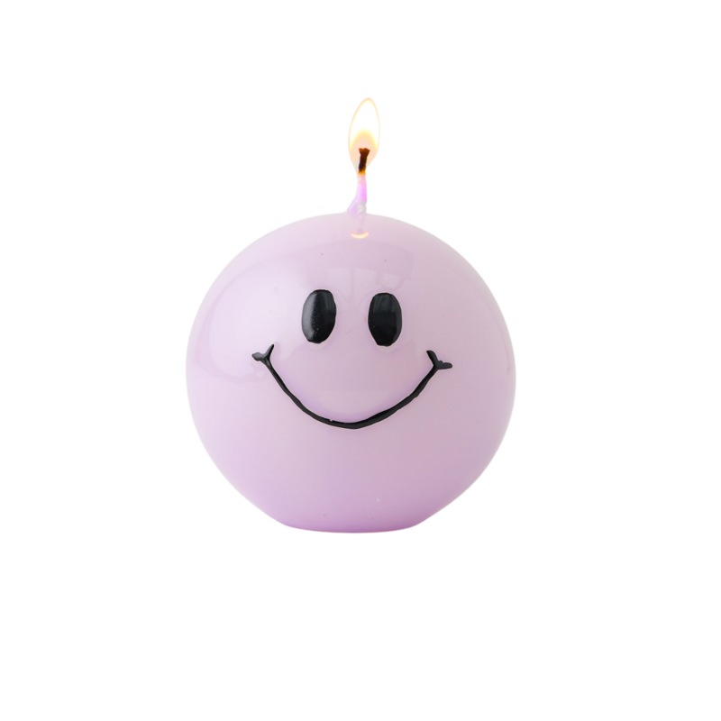Smiley Kerze - 7,5 cm - Lila