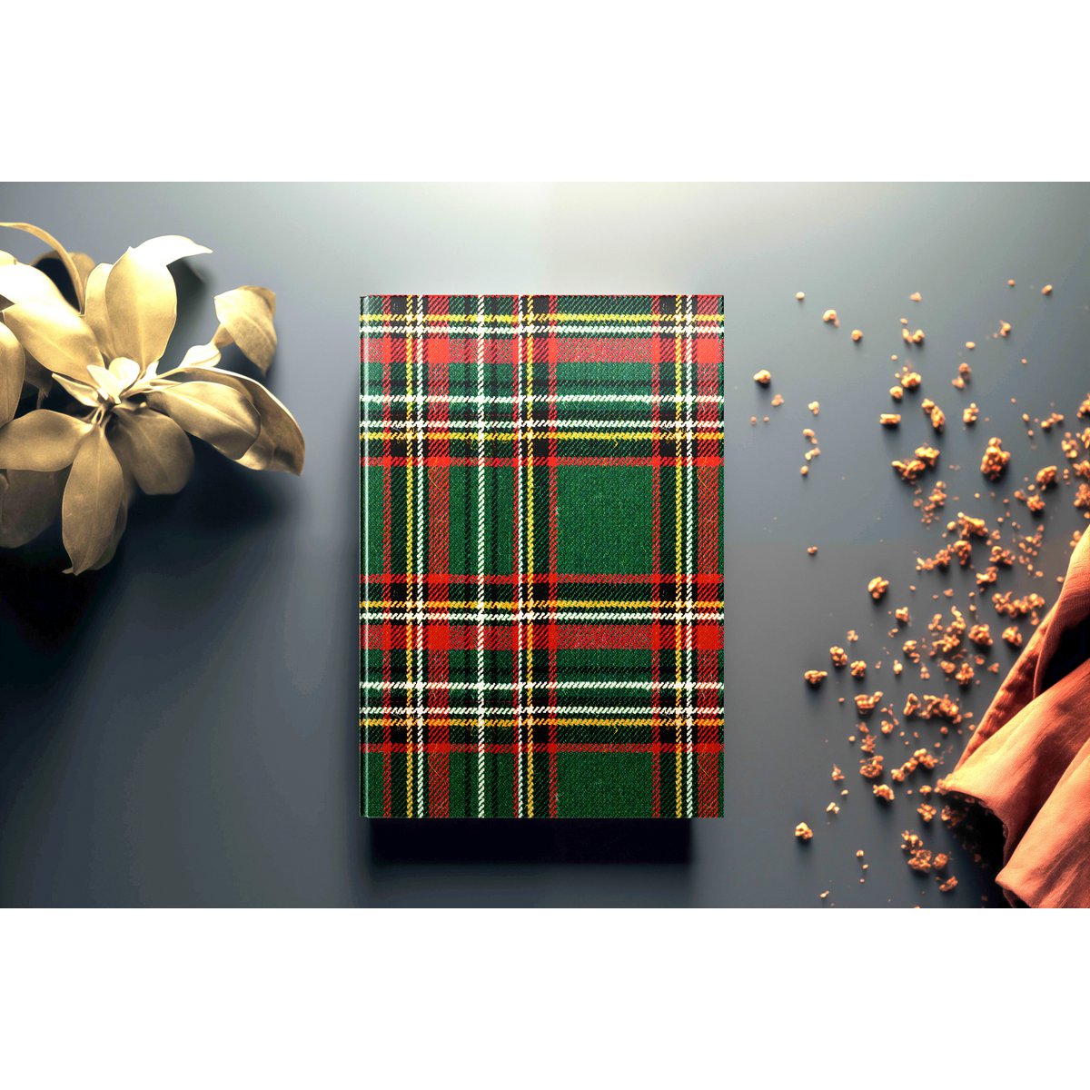 Tartan A5/A6 Notebook - GRØNNE/RØDE FIRKANTER