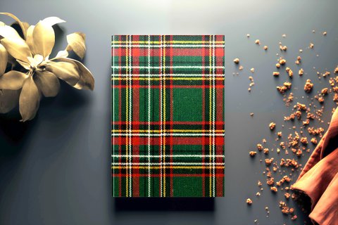 Tartan A5/A6 Notebook - GREEN/RED SQUARES