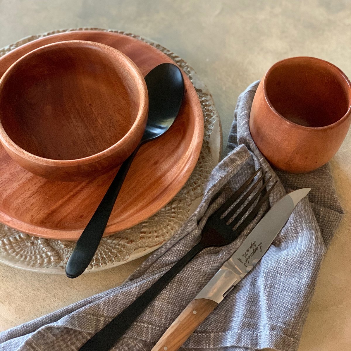 Handmade Tableware - Dessert Bowl - Ø12 cm - Eco-friendly - Khaya Wood