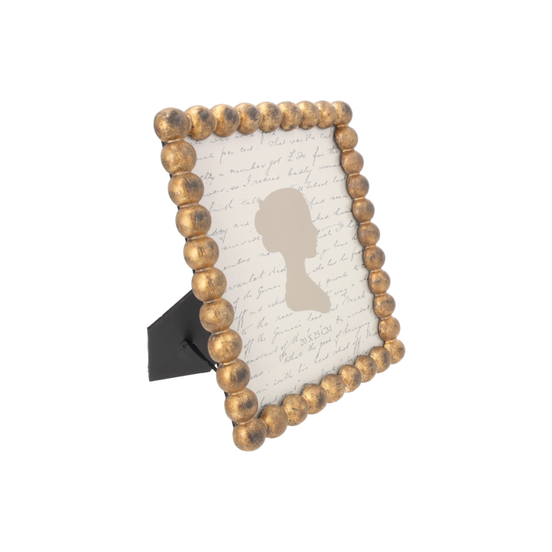 Decorative photo frame in gold resin spheres 24x19 cm