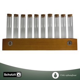 Schutzit - Gewürzregal Holz zum Aufhängen - 10 Reagenzgläser mit Kork - Gewürzregal Holz - Gläser Reagenzglas