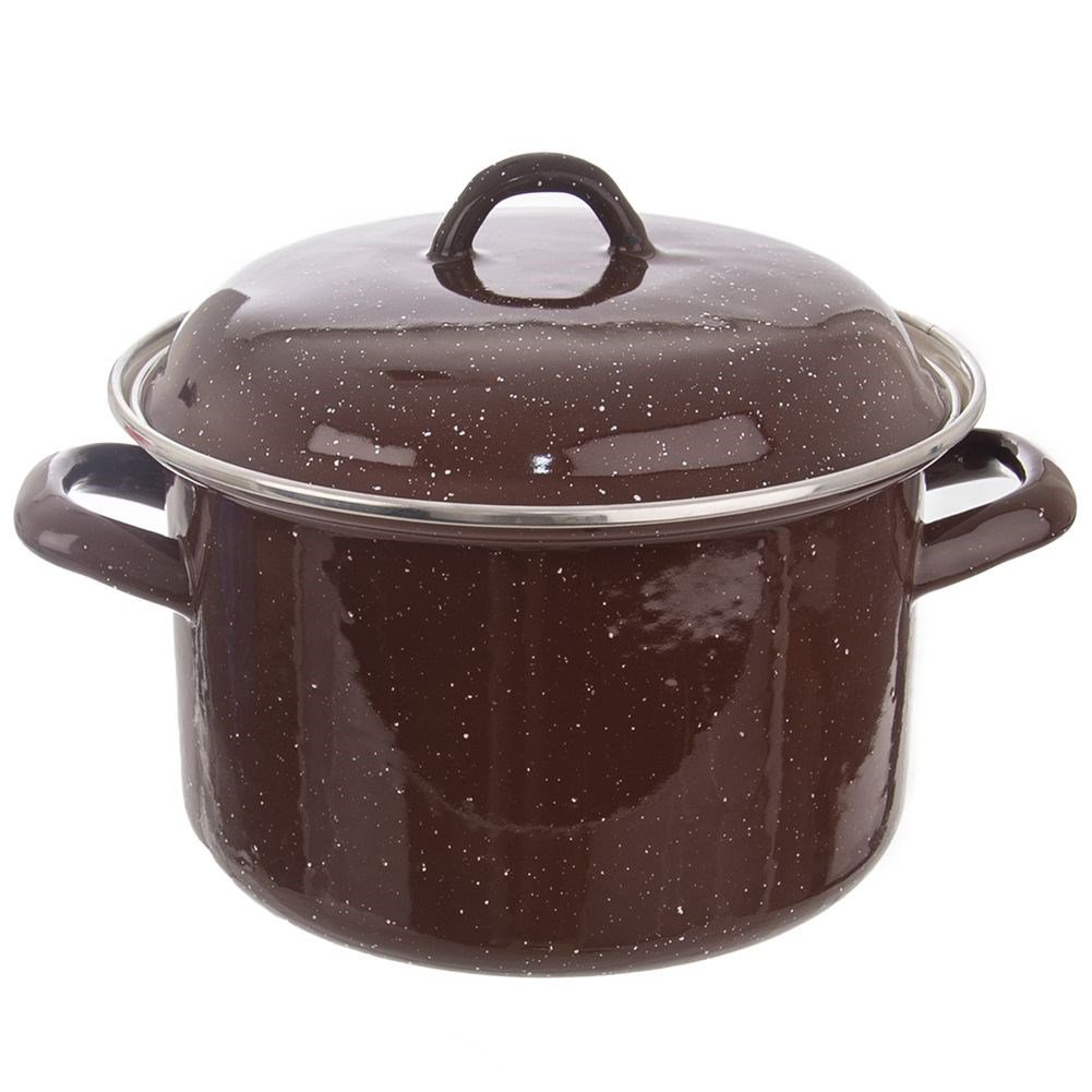 Topf Emaille mit Deckelbraun 20 cm, 3,2 l