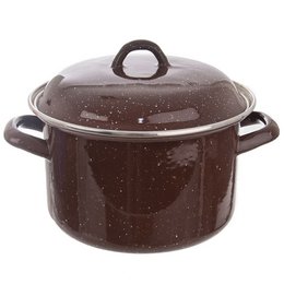 Pot de esmalte con tapa marrón marrón 20 cm, 3.2 l