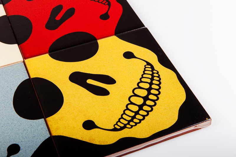 Self-adhesive Mural 4 tiles, Skull Colors