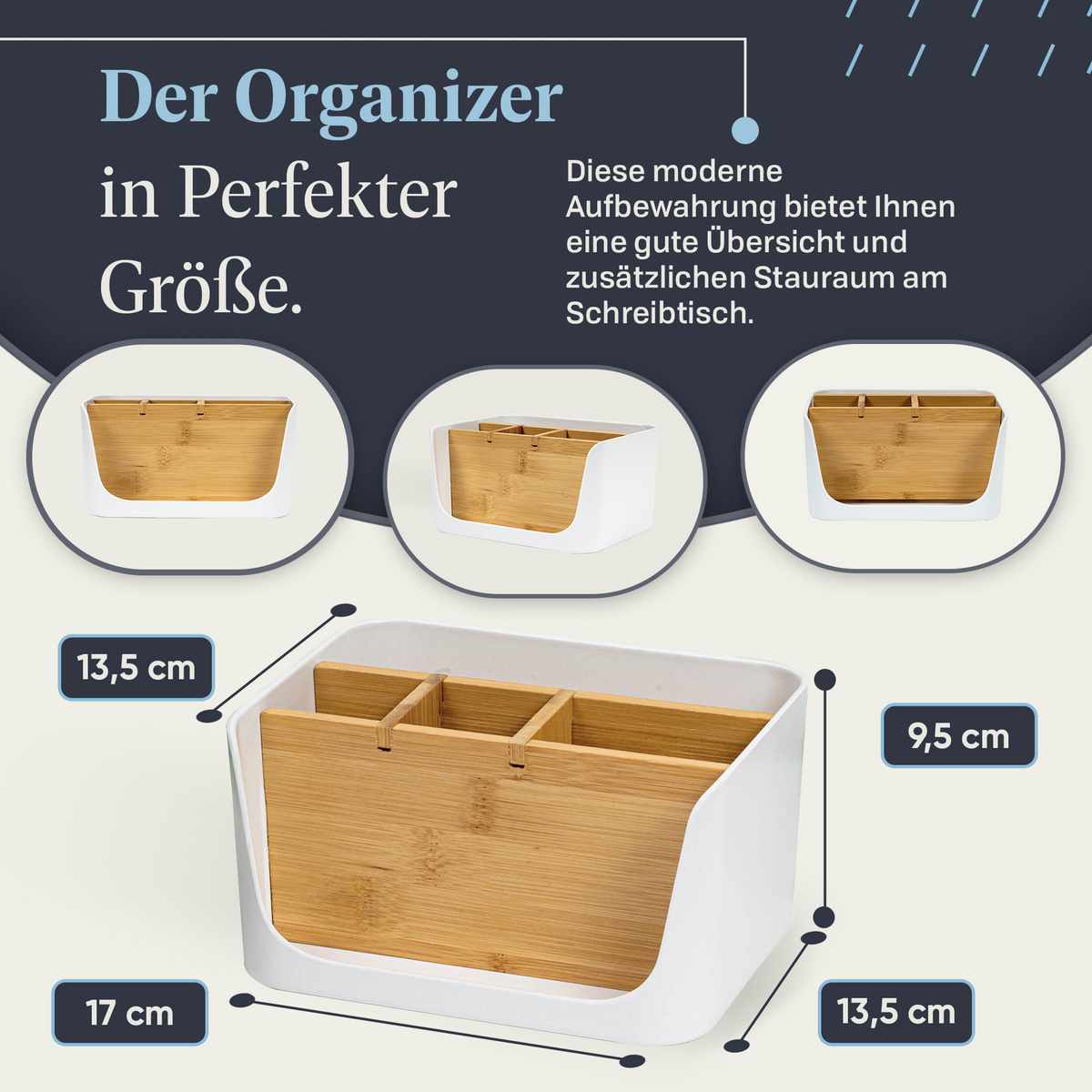 Organizador de escritorio ECO | Organizador de cosméticos de mesa para oficina | Soporte para teléfono móvil y tableta |