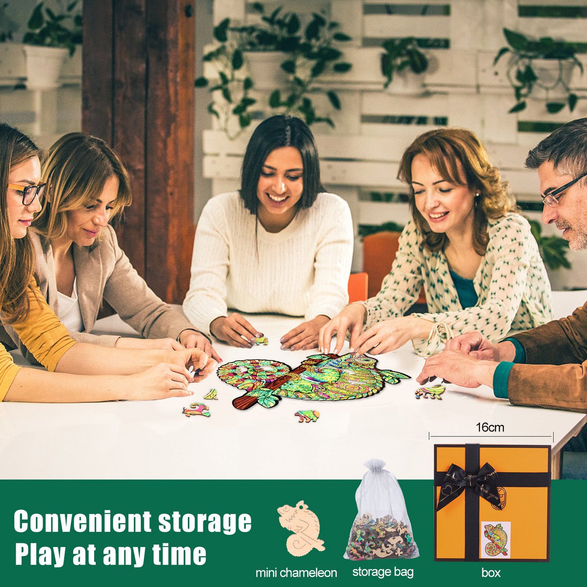 Drewniane puzzle z motywem kameleona – 141 elementów