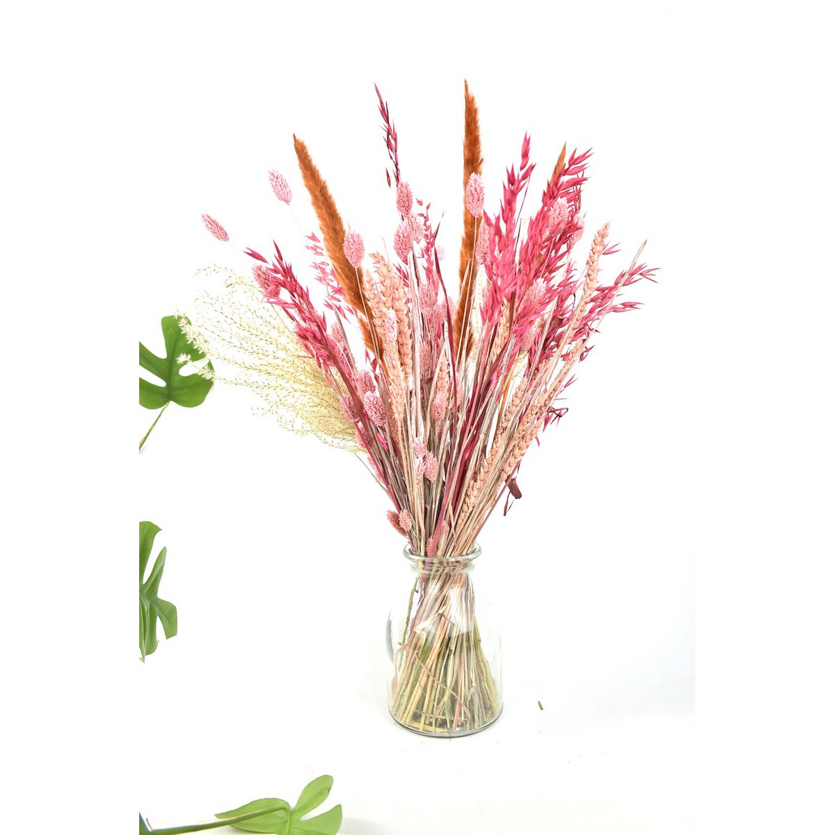 Tørret blomsterbuket - Cerise - 60 cm