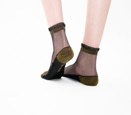 Shine - Dorado - Calcetines de mujer en gasa ultrarresistente