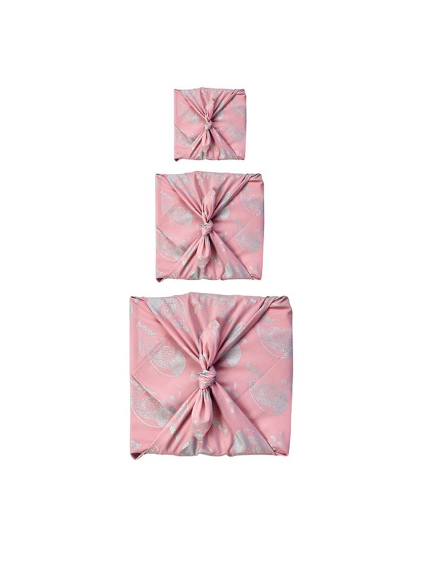 Confezione regalo in tessuto Furoshiki - Confezione da 3 pezzi su un lato