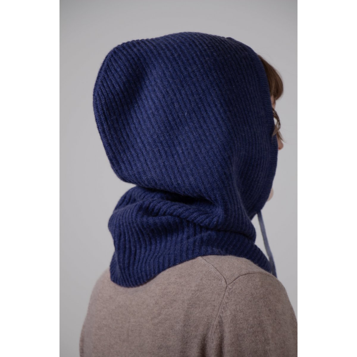 Acanalado: 100% de cachemira balaclava de punto