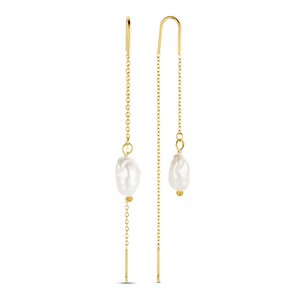 CO88 Collection Ohrringe Damen – Stahl-Einfädler-Ohrringe – Perlenohrringe – 7,5 x 6 mm – 7,5 cm – Stahl – goldfarben – 8CE-70430