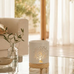 Kominek do perfum z serii Céramy – Drzewo Życia – Lakierowany ceramiczny świecznik – Dyfuzja zapachowych wosków, olejków eterycznych – Dekoracyjny pomysł na prezent