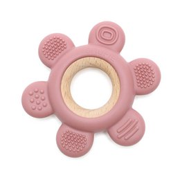 Soft & Hard Flower Wood & Silicone Teether | ROSE