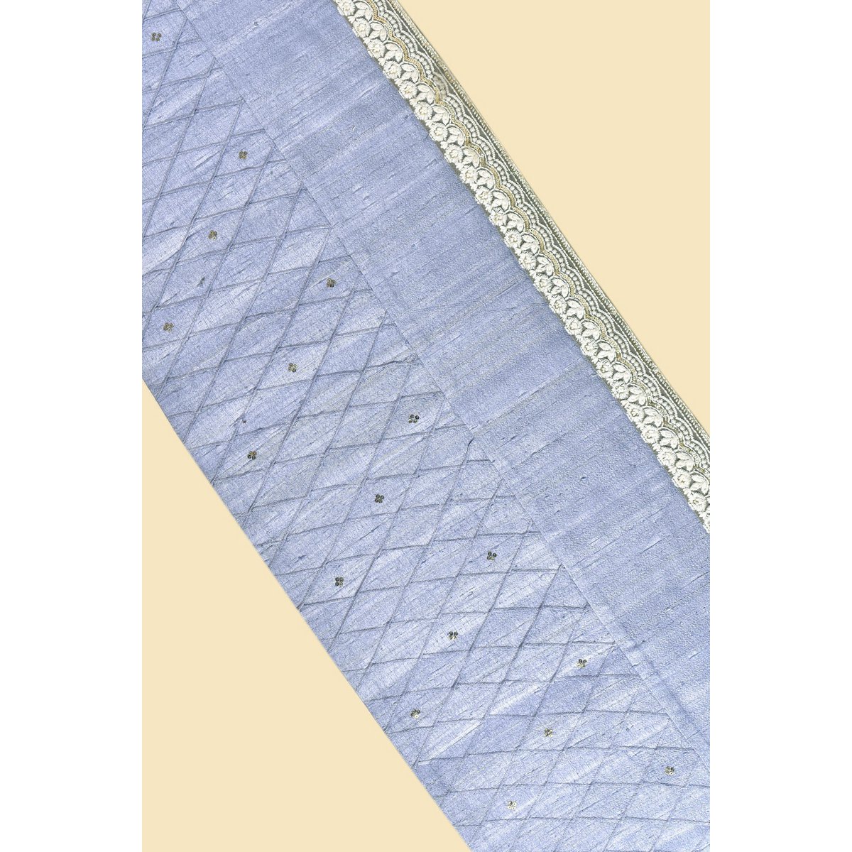 Dupion Silk Hand-Embroidered Table Runner With 6 Table Mats - Blue