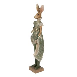 Beeld Konijn 11x8x33 cm Groen Polyresin Woonaccessoires