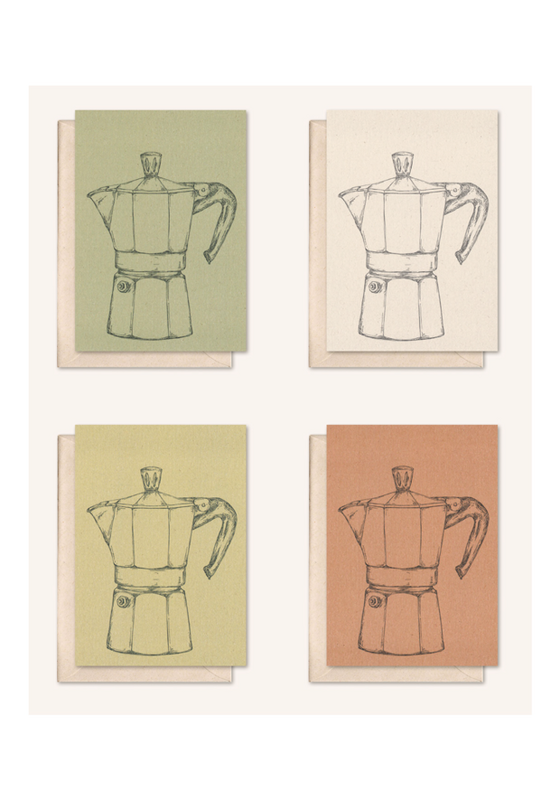 Sustainable card + envelope | Moka Coffee Pot | Peach