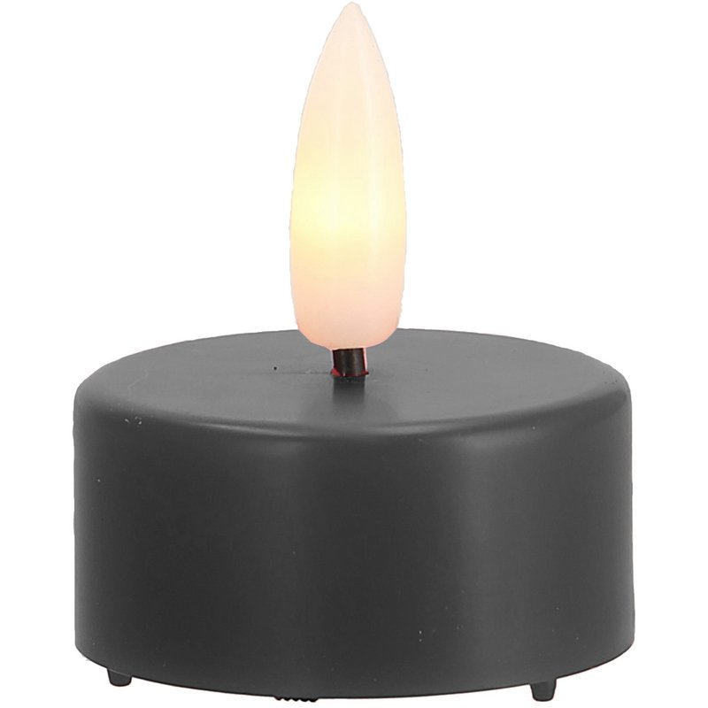LED fyrfadslys, D37mm, med timer, knapcelle, til indendørs brug, sort
