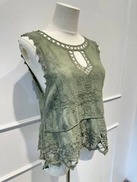 Camiseta sin mangas de encaje bordado - 100% - Made in ITALY
