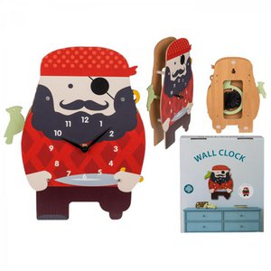 Wanduhr Piratenholz 21x29cm Kinder