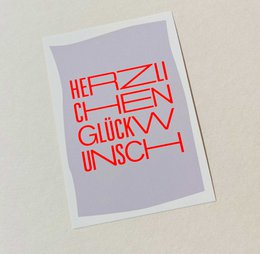 Herzlichen Glückwunsch/Typo - Postkarte mit Neondruck Copy