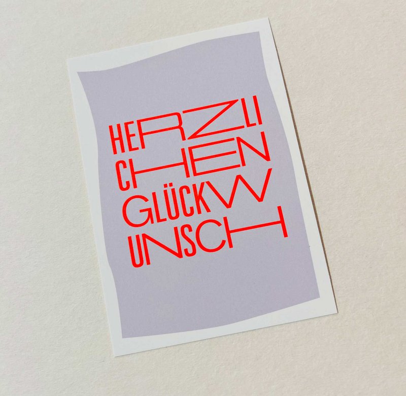 Herzlichen Glückwunsch/Typo - Postkarte mit Neondruck Copy