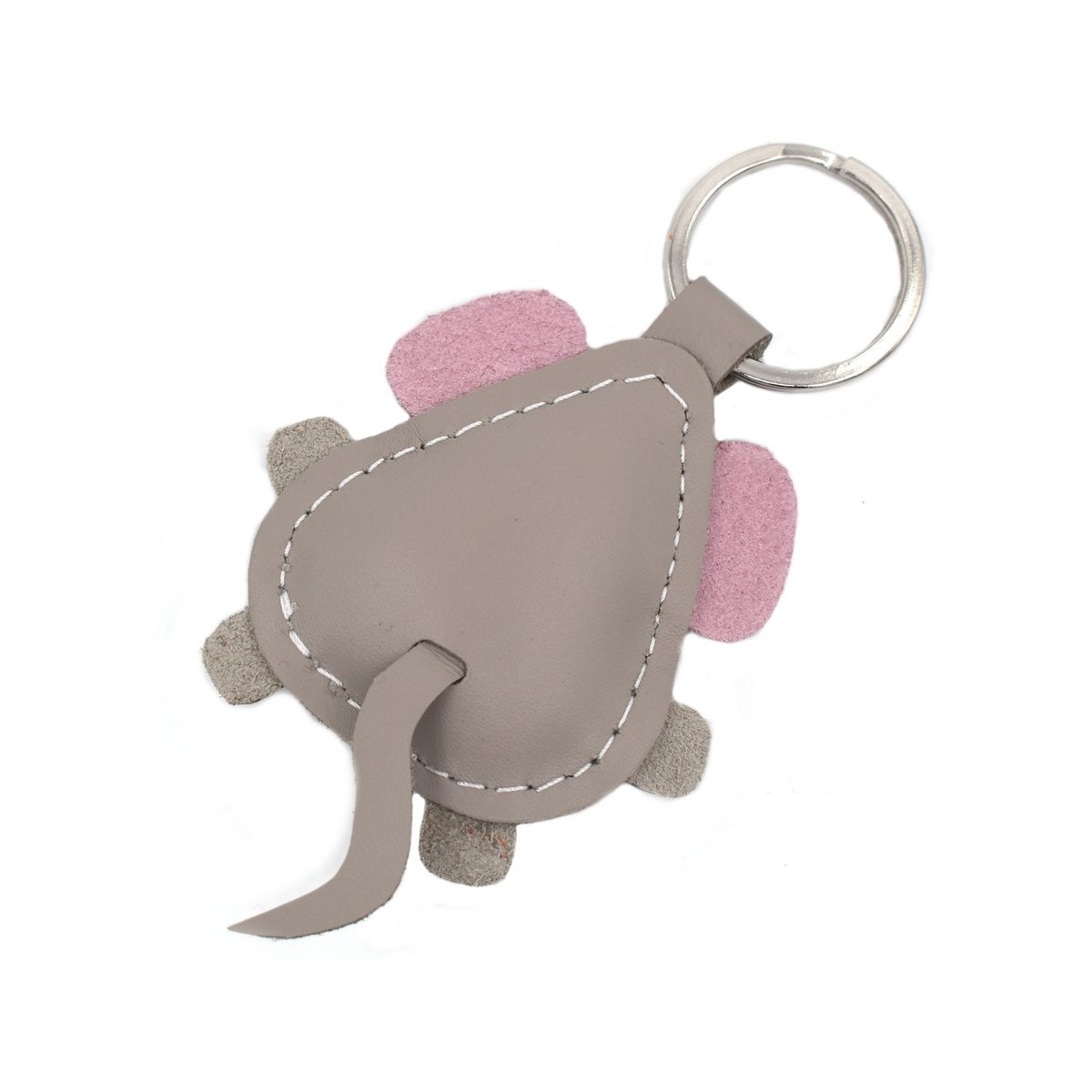 Michael The Cute Little Gray Mouse Leather Animal Keychain