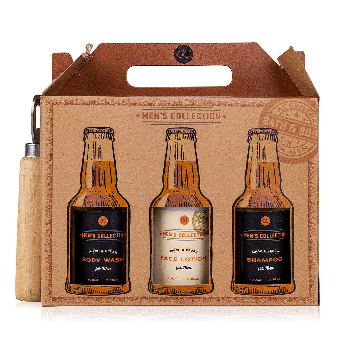 Geschenkset für Männer MEN'S COLLECTION in Sixpack Geschenkbox mit Flaschenöffner