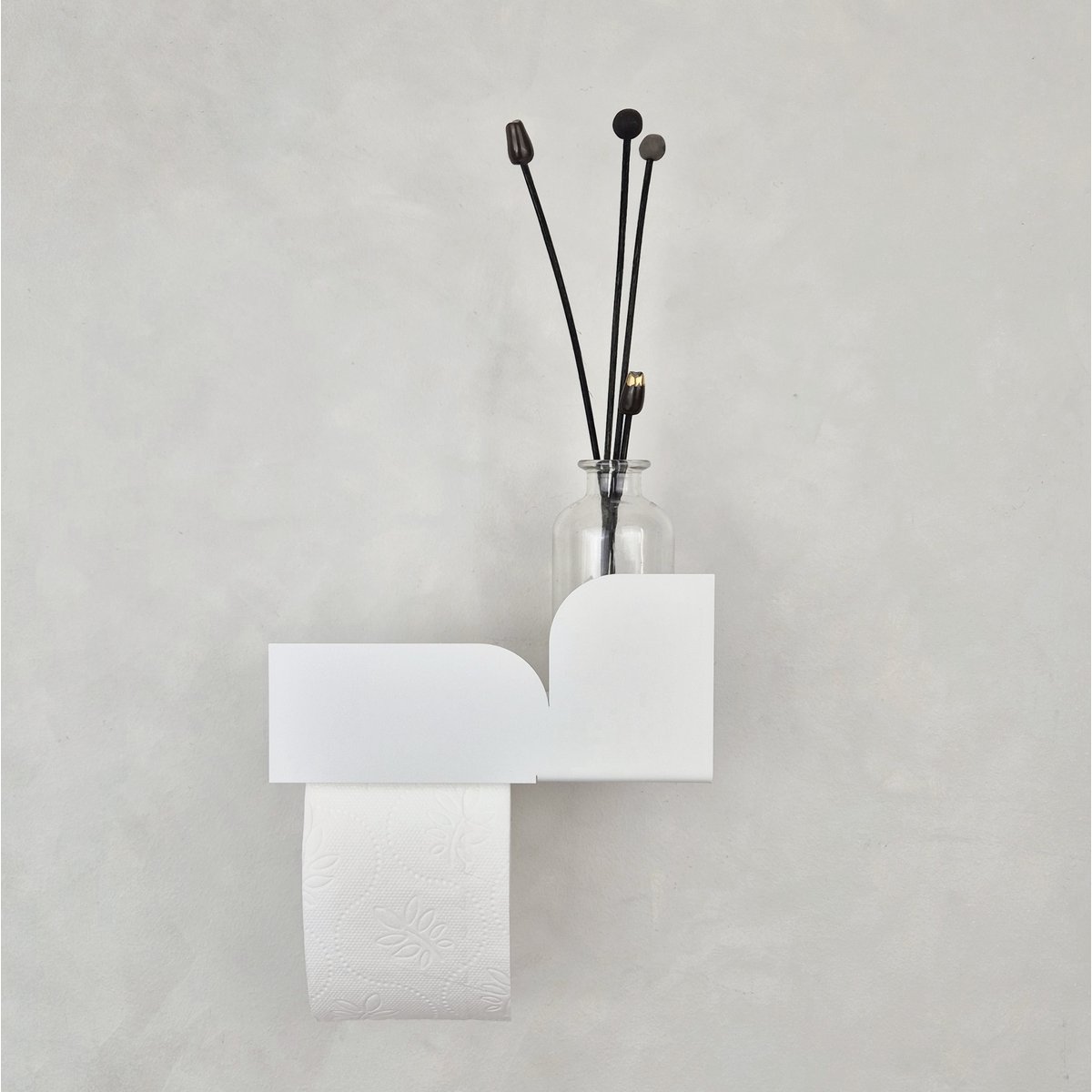 Toilet paper holder with shelf BAUHAUS, beige, black, white