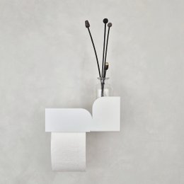 Porta carta igienica con ripiano BAUHAUS, beige, nero, bianco