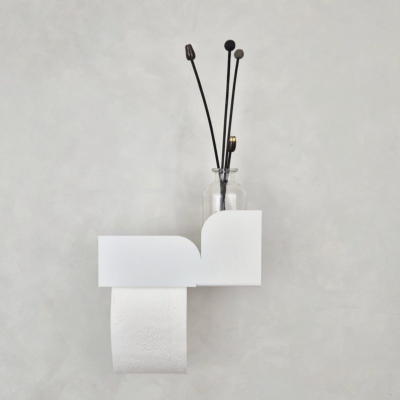 Porta carta igienica con ripiano BAUHAUS, beige, nero, bianco