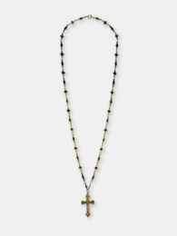 Gouden en zwarte ketting - lange ketting met een kruis