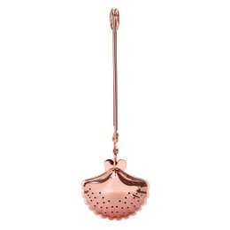 Tea tongs, tea filter, tea infuser "Shell" rose gold