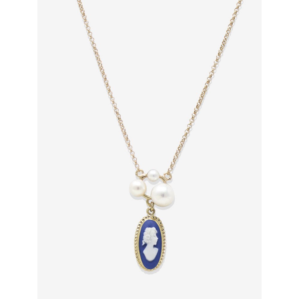 Lilith Blue Cameo ketting met parels