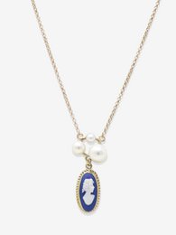 Lilith Blue Cameo ketting met parels