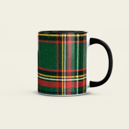 Mug Céramique Tartan 325ml - CARRÉS VERTS/ROUGES