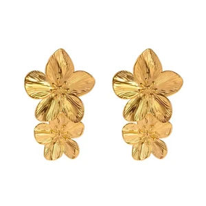 LOUIZ Grote Gouden Bloem oorbellen