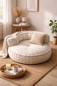 White Floor Sofa Chair with Backrest - 80 cm