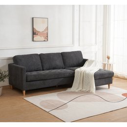 Firenze Sofa - Dark Grey, Polyester/Foam/Rubberwood, 219x151x80 cm