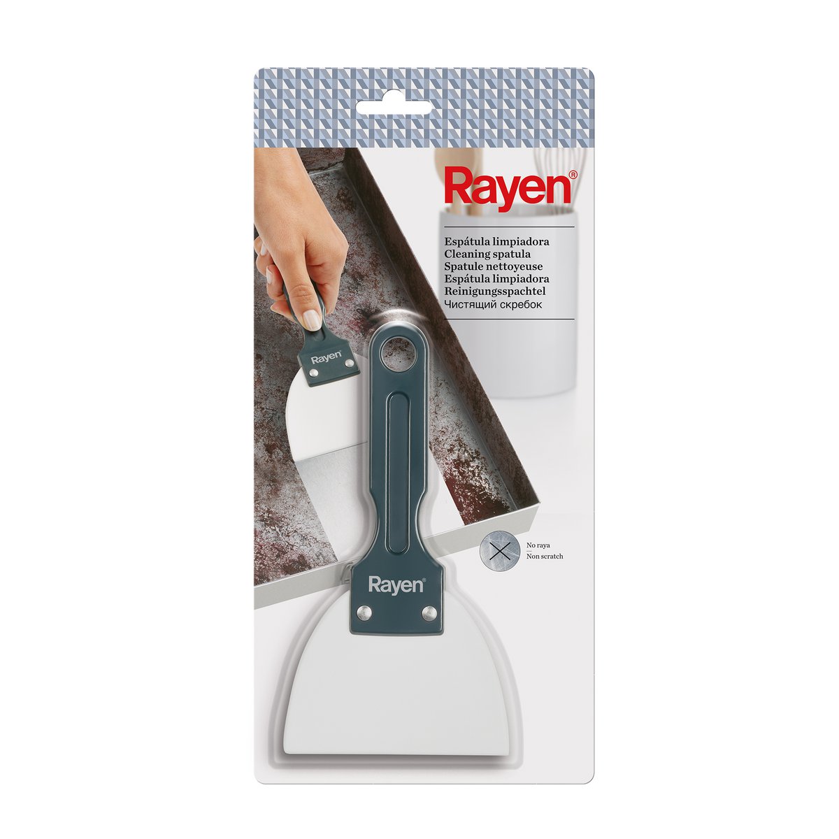 Espátula de limpieza Rayen | Sin rayones | Apto para lavavajillas | Dimensiones: 18 × 9 cm | Polietileno