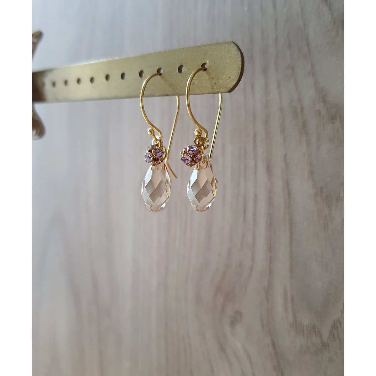 18K gold plated earrings with Golden Shadow crystal drops
