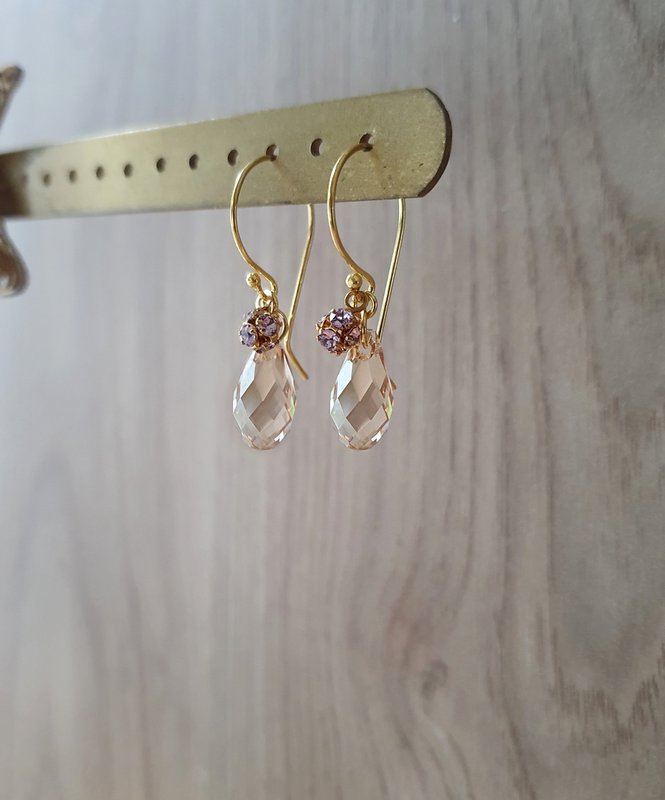 18K gold plated earrings with Golden Shadow crystal drops