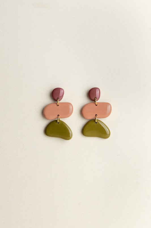 Boucles d'oreilles Jolene - Mauve / Goyave / Mousse