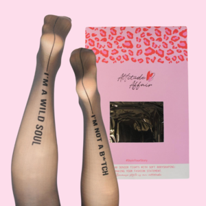 1-Pair #StatementTights I'M NOT A B*TCH, I'M A WILD SOUL "Message on Tights" schwarze Strumpfhose 40 DEN