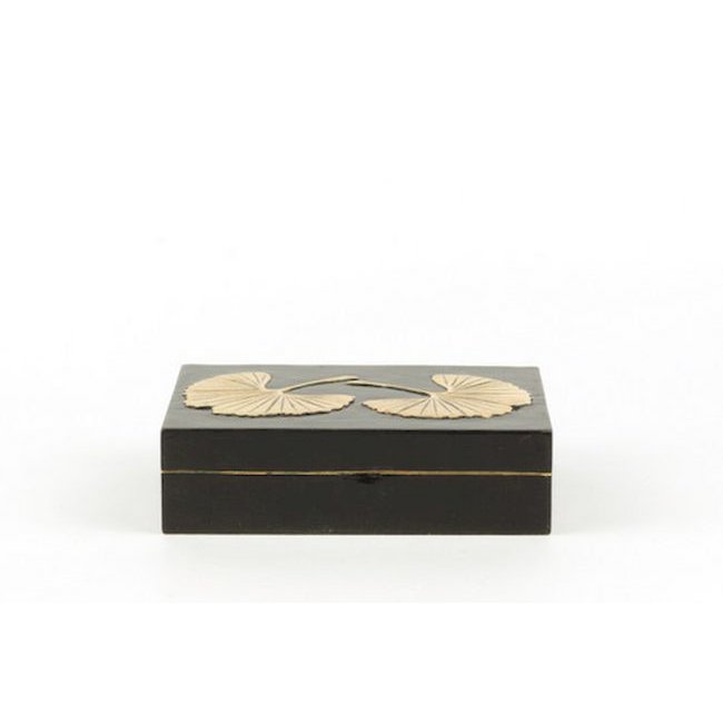 Caja rectangular pequeña con motivo Gingko en piedra
