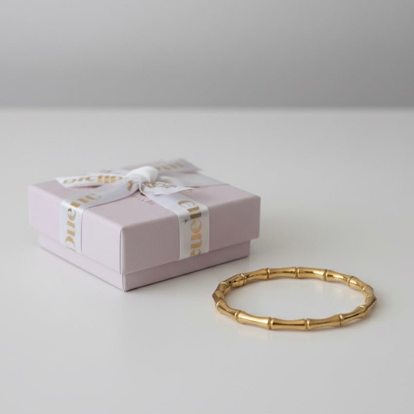 BAMBOO GLOW – Pulsera Rígida Impermeable de Oro