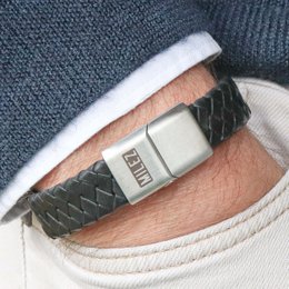 Leather men's bracelet black