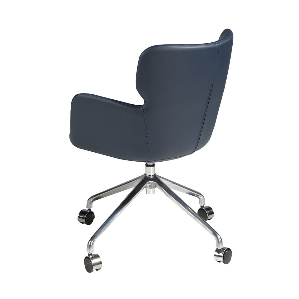 Blue leatherette swivel office chair 4110